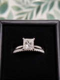 Sterling Silver Princess Moissanite Solitaire Ring with Band – 1.0 CT, Size 7