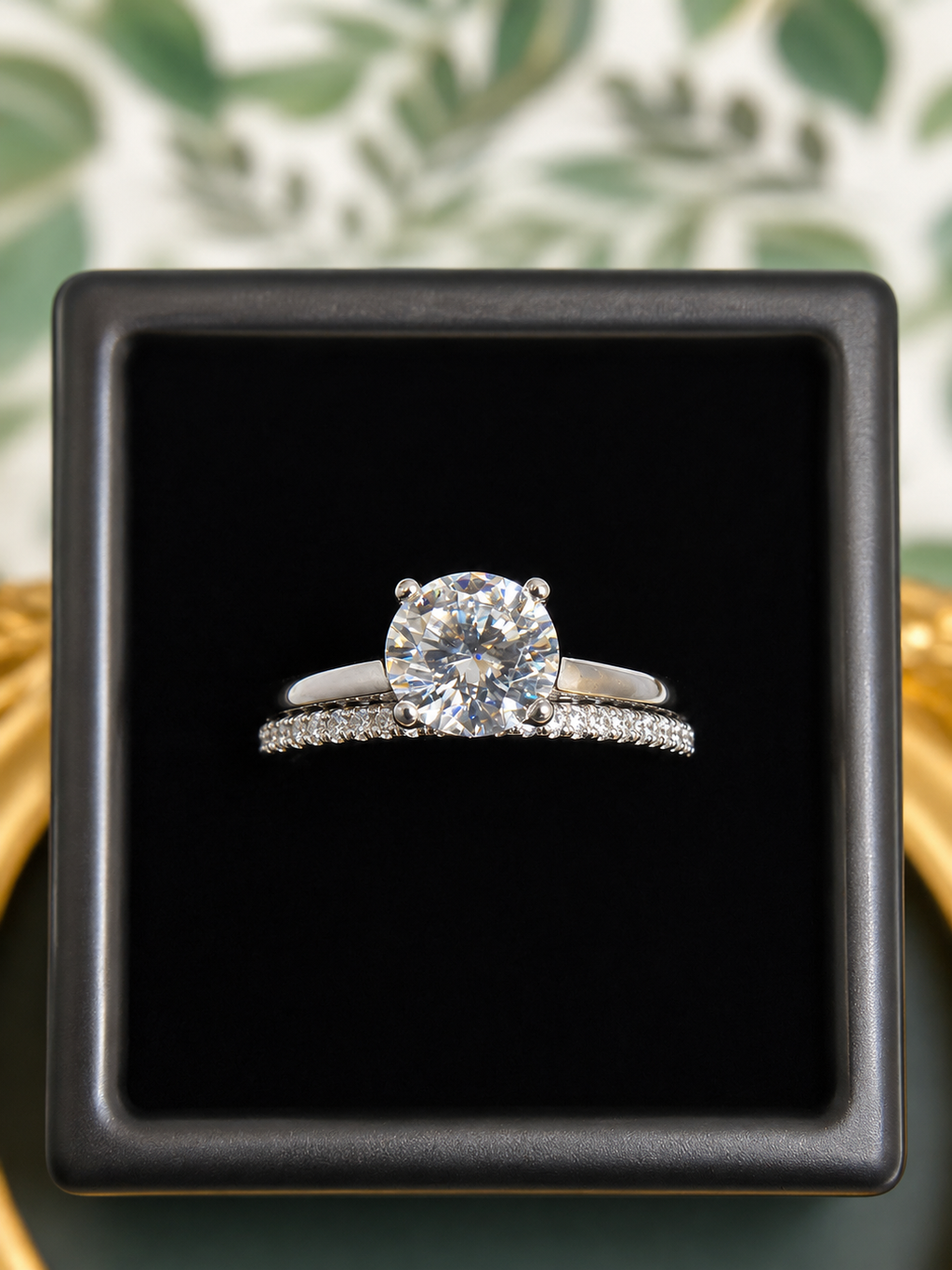 Sterling Silver Round Moissanite Solitaire Ring with Band – 1.1 CT, Size 7