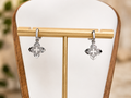 Sterling Silver Clover Dangle Earrings with 0.10 CT Lab-Created Diamonds