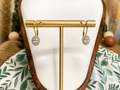 14K Gold Over Sterling Silver Oval AAA CZ Halo Dangle Earrings