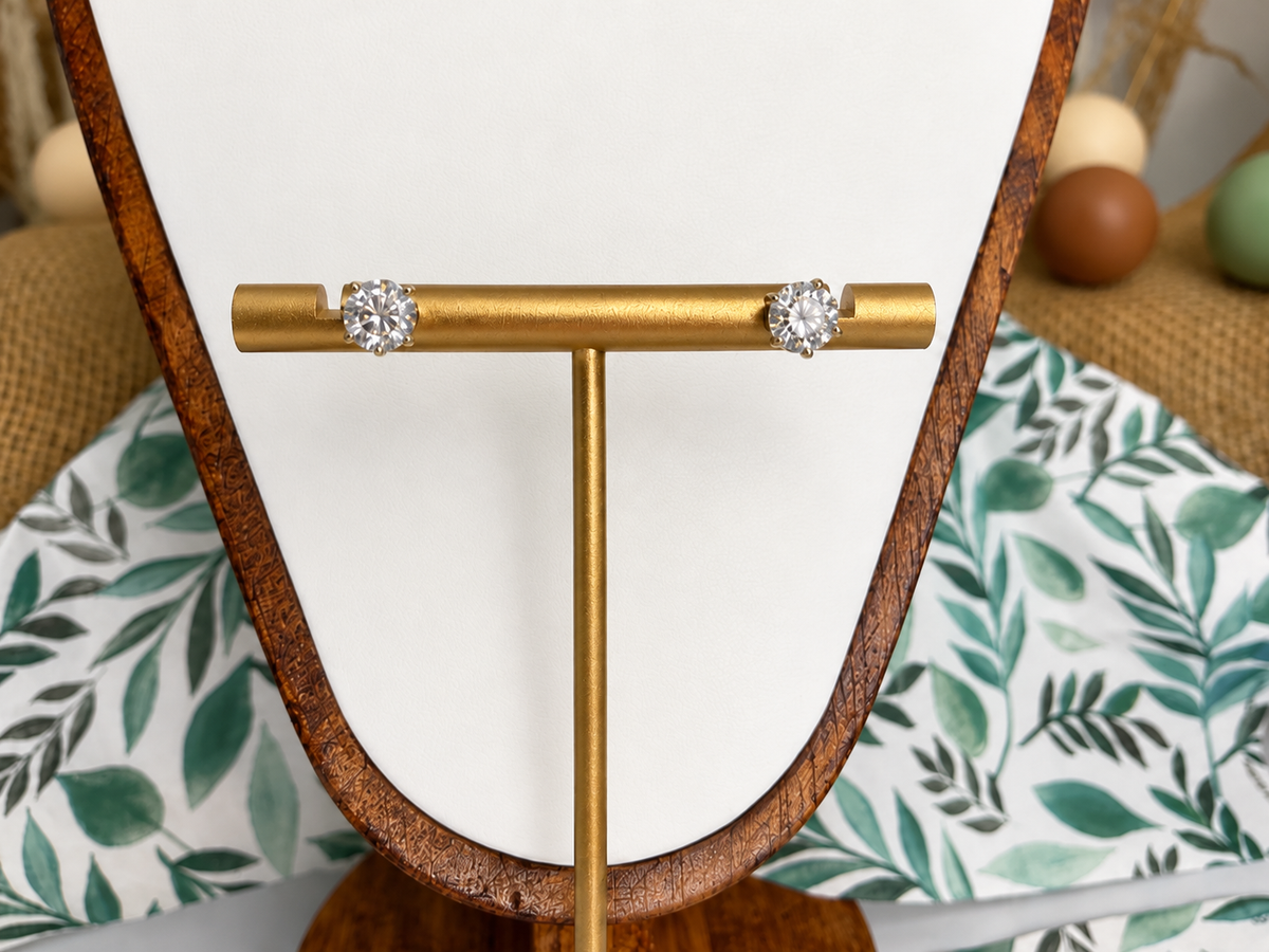 14K Gold Over 925 Round Moissanite Stud Earrings – 1.6ct TW